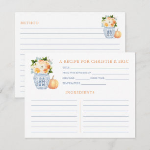 Autumn Bridal Shower Florals Pumpkin Recipe Card