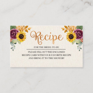Autumn Bridal Shower Recipe Enclosure Card