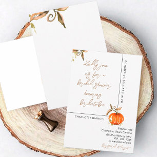  Autumn bridal shower Watercolor Pumpkin Invitation