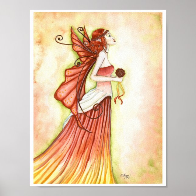 "Autumn Bride" fairy poster print (Front)