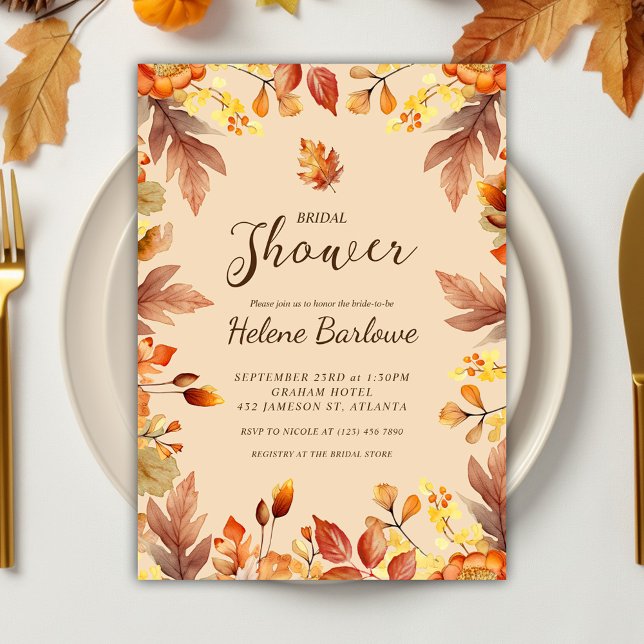 Autumn Bride To Be Rustic Fall Bridal Shower Invitation (Elegant Rustic Fall Bridal Shower Invitation)