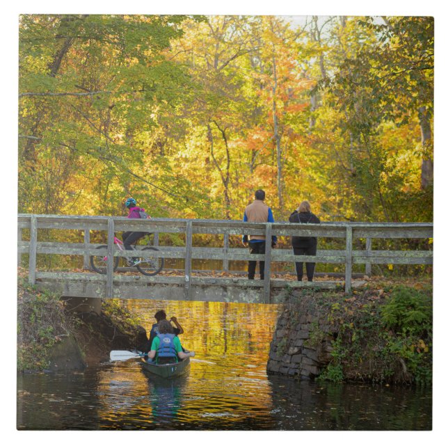 Autumn Bridge Waterscape Ceramic Tile (Front)