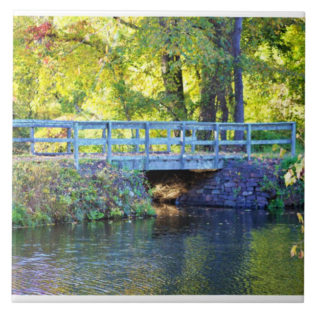 Autumn Bridge Waterscape Ceramic Tile (Front)