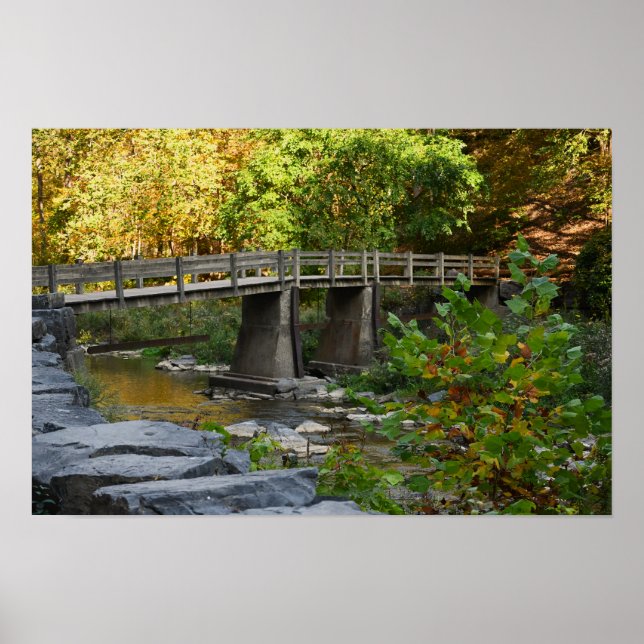 Autumn Bridge Waterscape Photo Poster (Front)