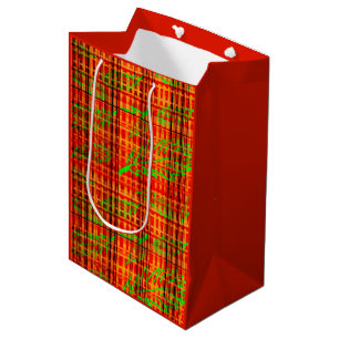 Autumn Bright Fallen Leaves Plaid Medium Gift Bag