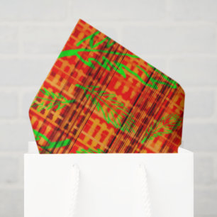 Autumn Bright Fallen Leaves Plaid Tissue Paper