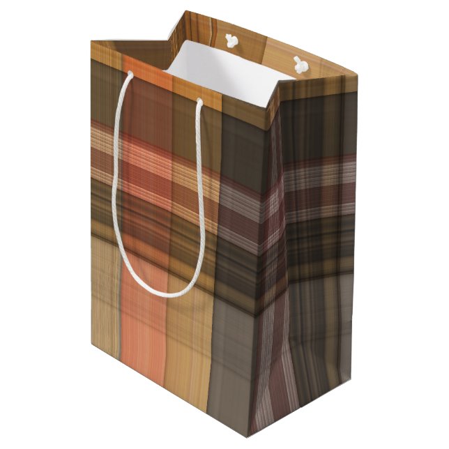 Autumn Brown and Orange Plaid  Medium Gift Bag (Back Angled)