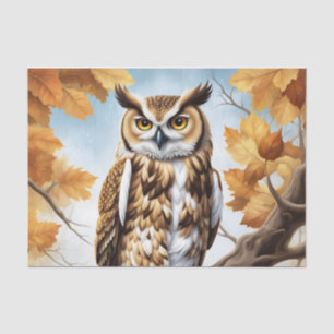 Autumn Brown and White Owl Tissue Paper