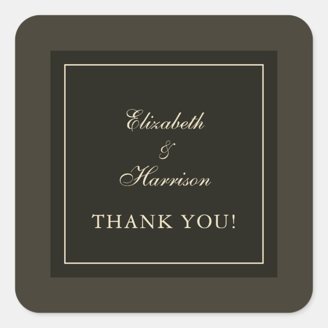 Autumn Brown Hues & Ivory Wedding Thank You Square Sticker (Front)