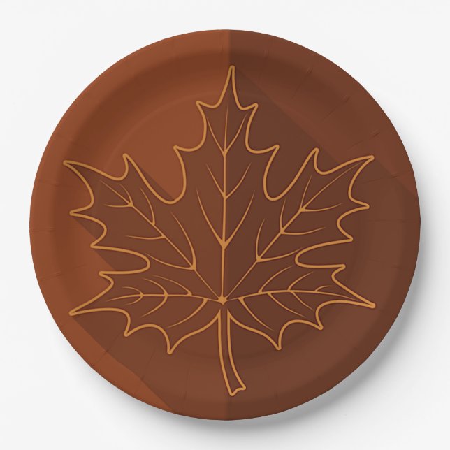 Autumn Brown Maple Leaves Paper Plate (Front)