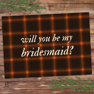 Autumn Brown Orange Flannel Ever more Bridesmaid Card