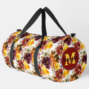 Autumn Brown Orange Floral Fall Colours Large Duffle Bag