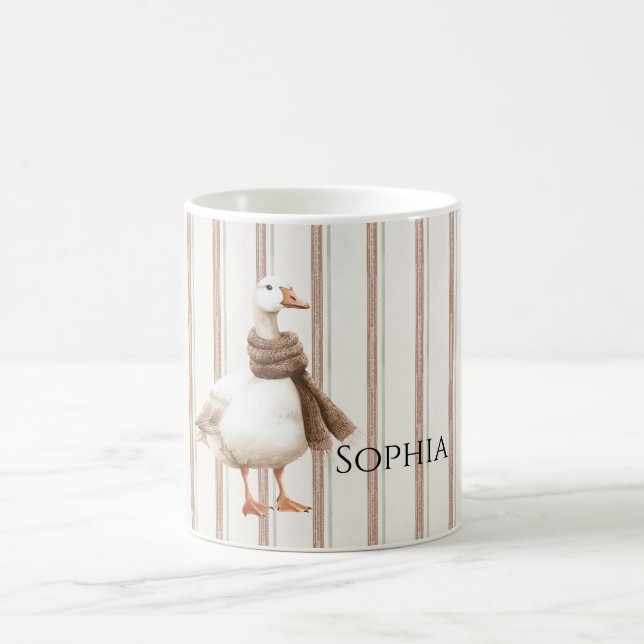 Autumn Brown Stripes Goose Coffee Mug (Center)