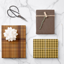 Autumn Browns Plaid Trio