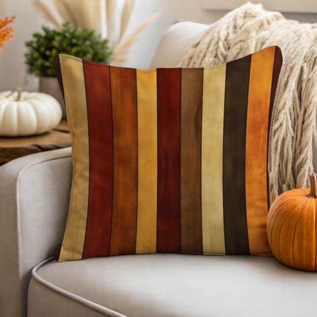 Autumn Browns Watercolor Striped Cushion (Creator Uploaded)