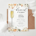 Autumn Brunch and Bubbly Bridal Shower Invitation<br><div class="desc">This Brunch with the Bride Bridal Shower invitation is perfect to celebrate the bride to be or a bride that has already eloped. Customise with your information for the bride. Featuring a watercolor flute of champagne and a border of autumn foliage and greenery, perfect for celebrating around the fall or...</div>