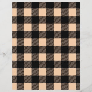 Autumn buffalo plaid pale orange scrapbook paper