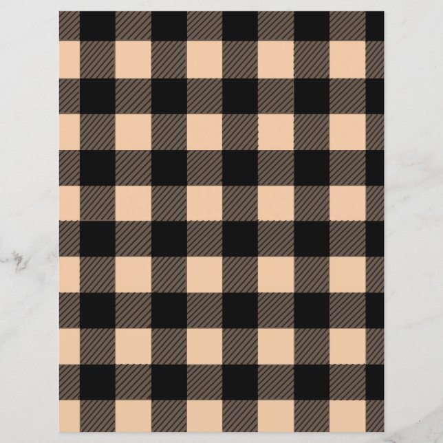 Autumn buffalo plaid pale orange scrapbook paper  (Front)