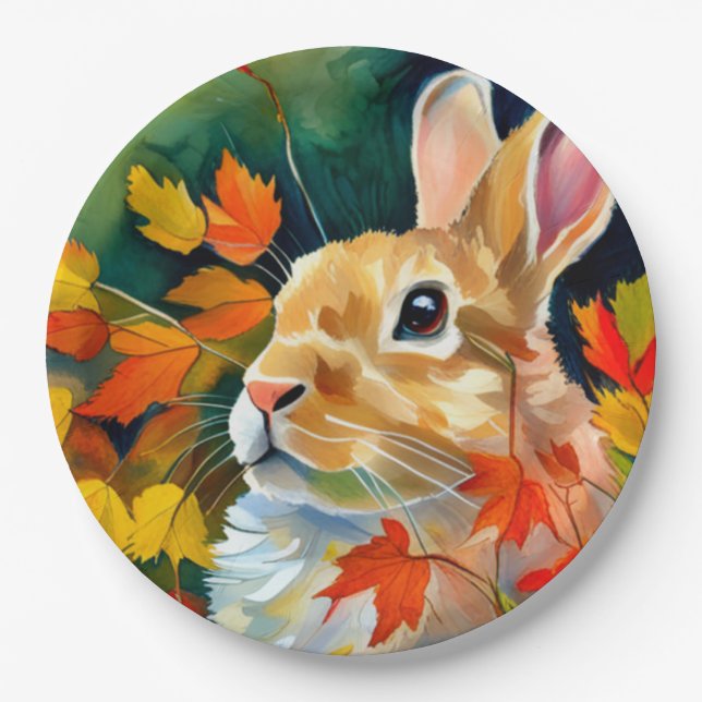 Autumn Bunny Paper Plate (Front)