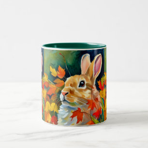 Autumn Bunny Two-Tone Coffee Mug