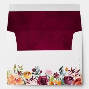 Autumn Burgundy Blush Floral Blossom Address Envelope