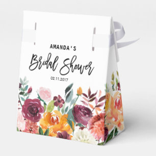 Autumn Burgundy Blush Floral Blossom Bridal Shower Favour Box