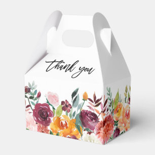 Autumn Burgundy Blush Floral Blossom Wedding Favour Box