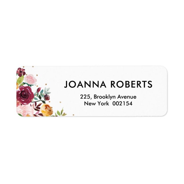 Autumn Burgundy Blush Floral Return Address (Front)
