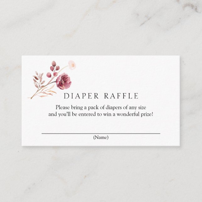 Autumn Burgundy Diaper Raffle Enclosure Card (Front)