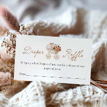 Autumn Burgundy Floral Diaper Raffle Ticket 