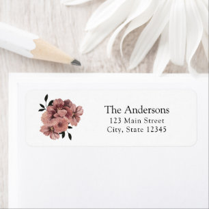 Autumn Burgundy Floral Return Address Label