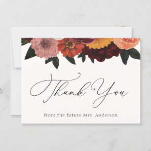 Autumn Burgundy Floral Thank You