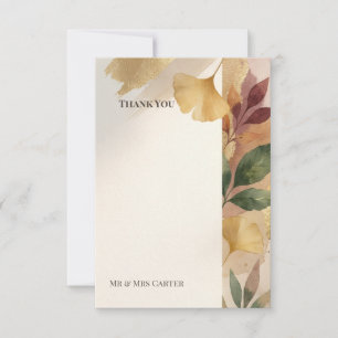 Autumn Burgundy Floral Wedding Thank You Card