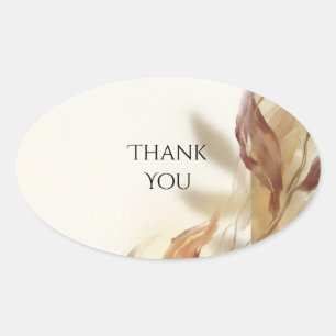 Autumn Burgundy Floral Wedding Thank You Oval Sticker