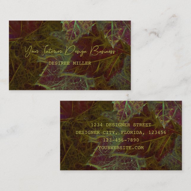 Autumn Burgundy Gold Glowing Dark Maple Leaves Business Card (Front/Back)