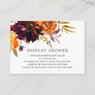 Autumn Burgundy & Orange Floral Display Shower Enclosure Card