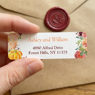 Autumn Burgundy Orange Floral Leaves Pumpkin