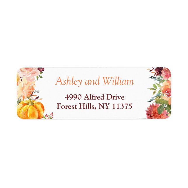 Autumn Burgundy Orange Floral Leaves Pumpkin (Front)