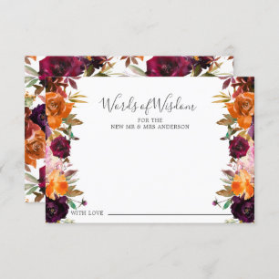 Autumn Burgundy Orange Floral Words of Wisdom Card