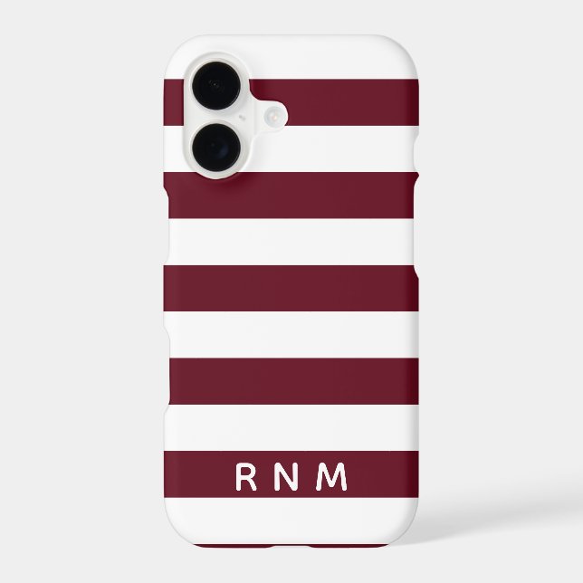 Autumn Burgundy Stripes with Name or Monogram Set (Back)