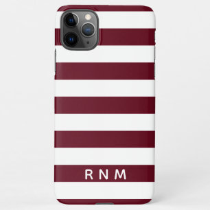 Autumn Burgundy Stripes with Name or Monogram Set iPhone 11Pro Max Case