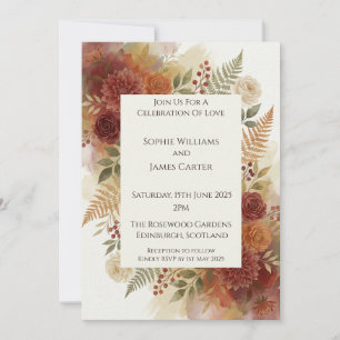 Autumn Burgundy & Terracotta Floral Invitation