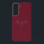 Autumn Burgundy with Name or Monogram Set Samsung Galaxy Case<br><div class="desc">This phone case features a pink name,  monogram set or initials in a flowy scripted style font on an autumn burgundy background.</div>