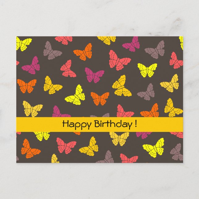 Autumn Butterflies Birthday postcard (Front)