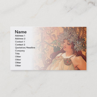Autumn by Alphonse Mucha Custom Business Card