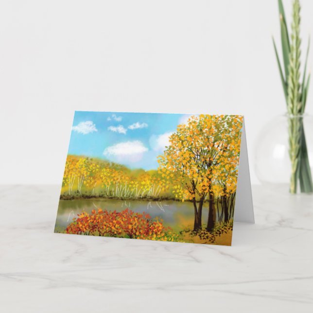 Autumn by the River Folded Greeting Card (Front)