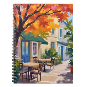 Autumn Cafe Watercolor Fall Foliage Notebook
