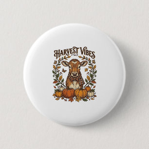 Autumn Calf Shirt Vintage Engraving Harvest Pumpki 6 Cm Round Badge