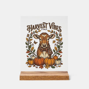 Autumn Calf Shirt Vintage Engraving Harvest Pumpki Acrylic Sign