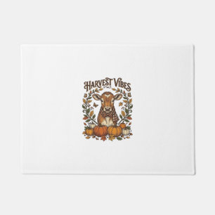 Autumn Calf Shirt Vintage Engraving Harvest Pumpki Doormat